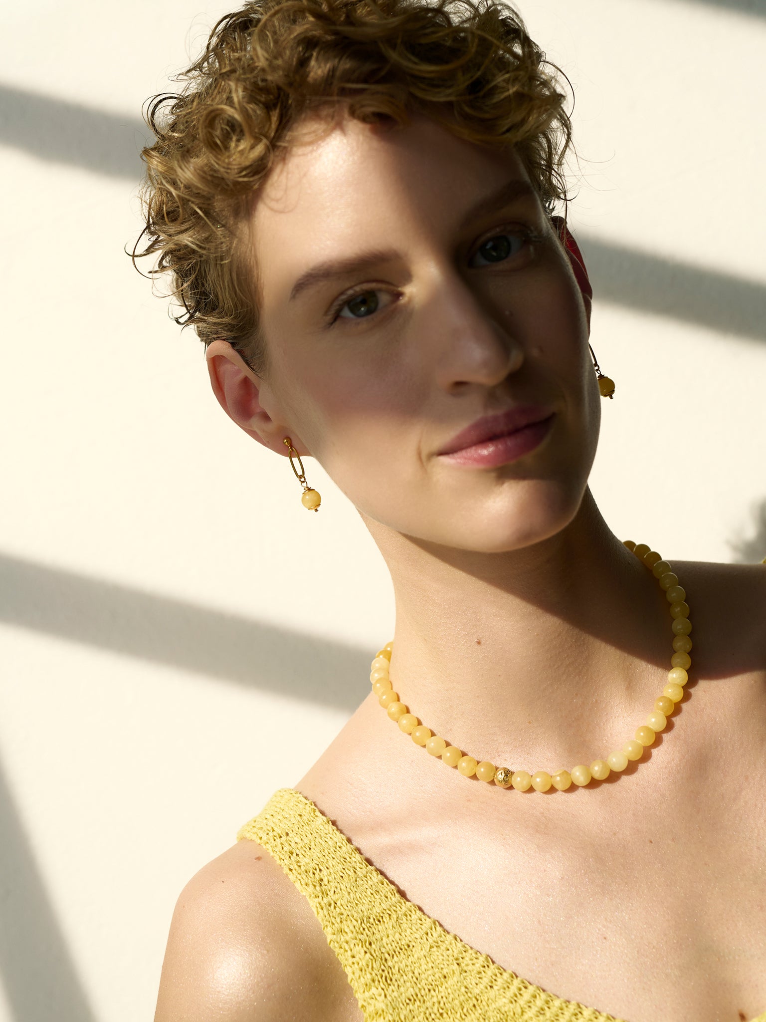 Eva Remenyi Honey Calcite Earrings In Gold